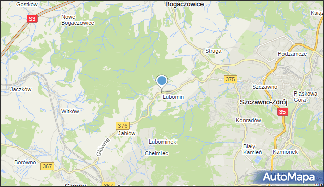 mapa Lubomin, Lubomin gmina Stare Bogaczowice na mapie Targeo